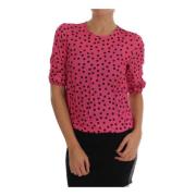 Roze gepolka dotte zijden blouse Dolce & Gabbana , Pink , Dames