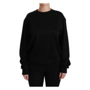 Zwarte Katoenen Crewneck Pullover Trui Dolce & Gabbana , Black , Dames