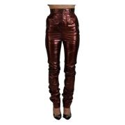 Metallic Bronzen Skinny Jeans met Hoge Taille Dolce & Gabbana , Brown ...