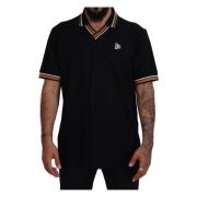 Zwarte Zijden Kraag Polo T-shirt Dolce & Gabbana , Black , Heren