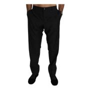 Zwarte Wollen Pantalon voor Heren Dolce & Gabbana , Black , Heren