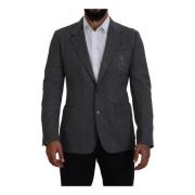 Stijlvolle Grijze Blazer met Bijenkroon Borduursel Dolce & Gabbana , G...