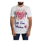 Witte Valentine Hearts Print Heren T-shirt Dolce & Gabbana , White , H...