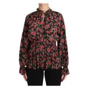 Prachtige Rose Print Blouse Dolce & Gabbana , Black , Dames