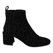 Zwarte Luipaard Rits Enkellaarzen Dolce & Gabbana , Black , Dames