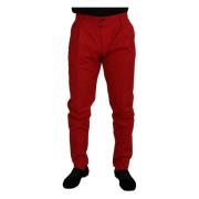 Rode Katoenen Broek Jeans Dolce & Gabbana , Red , Heren