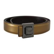 Gouden Vierkante Metalen Gesp Leren Riem Dolce & Gabbana , Yellow , He...