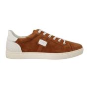 Luxe Leren Sneakers Dolce & Gabbana , Brown , Heren