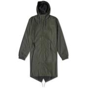 Groene Fishtail Parka met Asymmetrische Zoom Rains , Green , Unisex