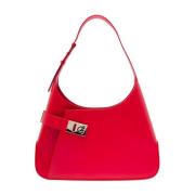 Rode Leren Schoudertas met Asymmetrische Zak Salvatore Ferragamo , Red...