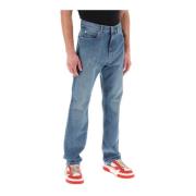 Straight-leg jeans van used-effect denim Salvatore Ferragamo , Blue , ...