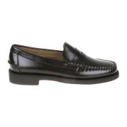 Zwarte platte schoenen met Moc Pelle F.do Gomma Sebago , Black , Heren