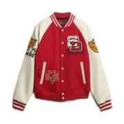 Klassieke Amerikaanse College Varsity Patched Jas Superdry , Red , Her...