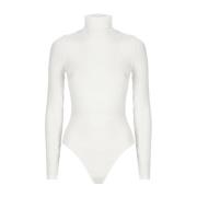 Witte Katoenen Hoge Nek Body Wolford , White , Dames