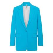 Blauw-Turquoise Blazer met Achtersplit Drykorn , Blue , Dames