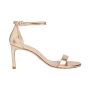 Nunakedstraight Metallic Hoge Hak Sandaal Stuart Weitzman , Beige , Da...