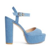 Gedurfd Denim Platform Sandaal Stuart Weitzman , Blue , Dames