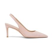 Stijlvolle Suede Slingback Pump Stuart Weitzman , Beige , Dames