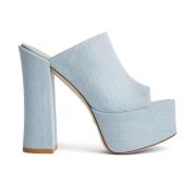 Vintage Denim Platform Slide Stuart Weitzman , Blue , Dames