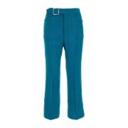 Slim-Fit Benzineblauwe Viscose Blend Broek Jil Sander , Green , Dames