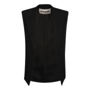 Zwarte Wollen Vest voor Heren Jil Sander , Black , Heren
