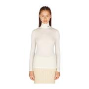 Hoge Hals Gebreide Coltrui van Wolmix Jil Sander , Beige , Dames