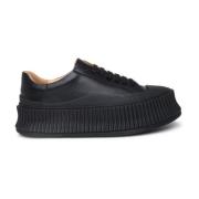 Zwarte leren sneaker Jil Sander , Black , Dames