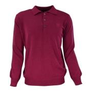 Pullover met Polo Kraag in Wol Mix Candela Carlo Colucci , Purple , He...