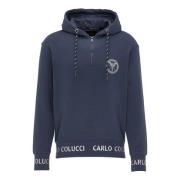 Heren Basic Hoodie met Ritssluiting Carloni Carlo Colucci , Blue , Her...