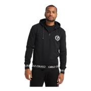 Unieke Zip-through Sweatshirt Hoodie Carlo Colucci , Black , Heren