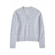 Zachte en warme V-hals trui Closed , Gray , Dames