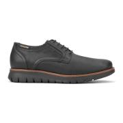 Zwarte Leren Brett Schoenen Mephisto , Black , Heren