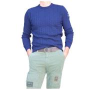 Gebreide trui met fijne kabels Aeronautica Militare , Blue , Heren