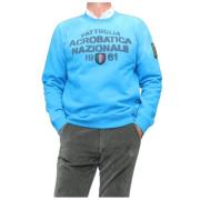 Vintage Gewassen Sweatshirt Aeronautica Militare , Blue , Heren