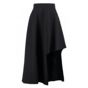 Luxe Midi Rok met Asymmetrische Zoom Alexander McQueen , Black , Dames