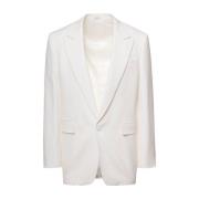 Witte Wol Blazer metotched Revers Alexander McQueen , White , Heren