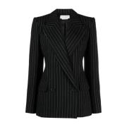 Gestreepte dubbelrij blazer Alexander McQueen , Black , Dames