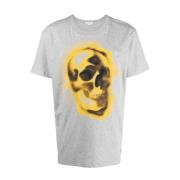 Grijze T-shirt met schedelprint voor heren Alexander McQueen , Gray , ...