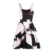 Abstract Print Ruffle Detail Minijurk Alexander McQueen , Black , Dame...