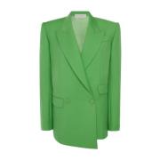 Asymmetrische Dubbelrij Blazer in Zuur Groen Alexander McQueen , Green...