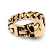 Gouden Skull Ketting Ring Alexander McQueen , Beige , Heren