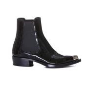 Zwarte lakleren Chelsea-laarzen Alexander McQueen , Black , Dames