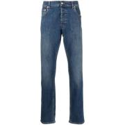 Slim-Fit Jeans, Indigo Blauw, Geborduurd Logo Alexander McQueen , Blue...
