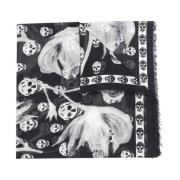 Zwarte Sjaal met Skull Print Alexander McQueen , Black , Dames