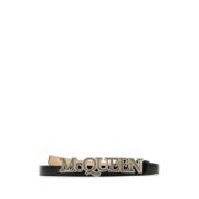 Zwarte leren Riem - Hoogte: 2 cm Alexander McQueen , Black , Heren