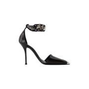 Zwarte Leren Hakken Alexander McQueen , Black , Dames