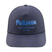 Stijlvolle Nylon Cap voor Mannen Alexander McQueen , Blue , Heren