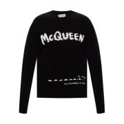Gebreide trui met logo Alexander McQueen , Black , Heren
