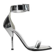 Zilveren Hak Sandalen voor Moderne Vrouwen Alexander McQueen , Gray , ...
