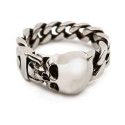 Skull Chain Ring - Zilverkleurig Messing Alexander McQueen , Gray , He...